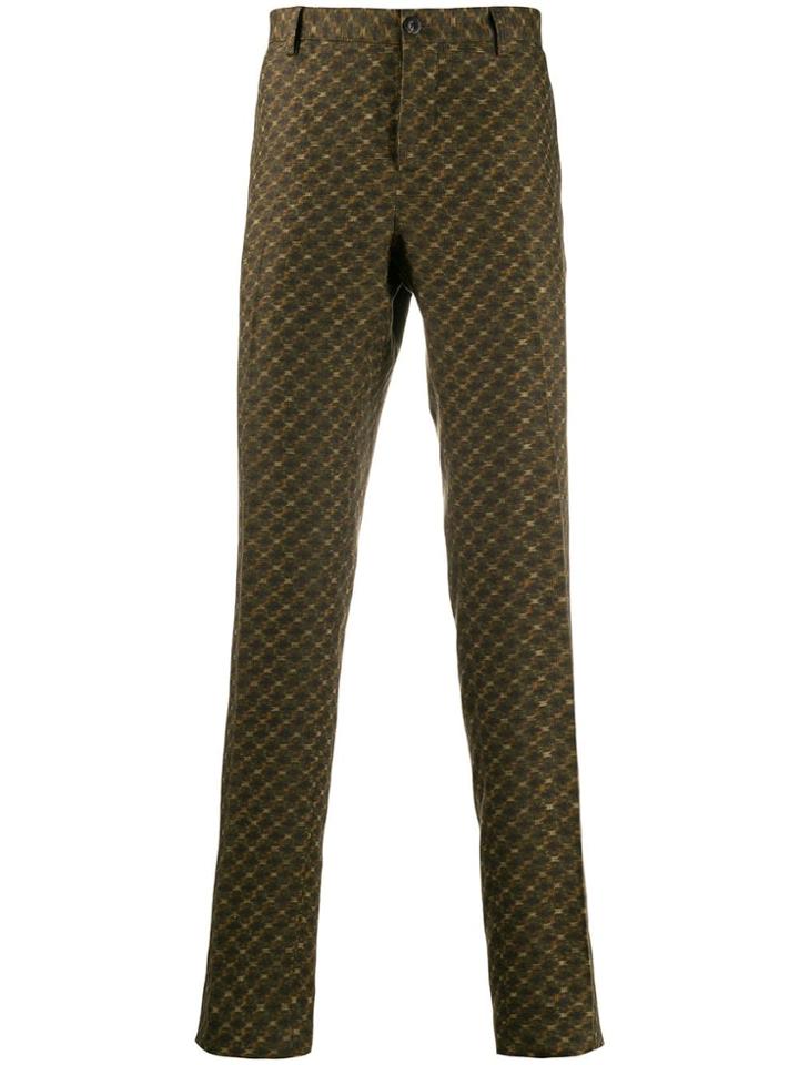 Etro Patterned Straight Leg Trousers - Green