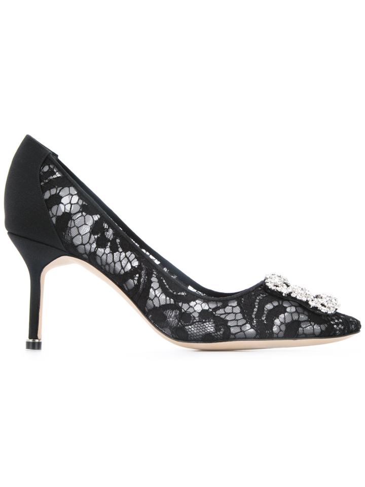 Manolo Blahnik Hangisi Lace Pumps - Black