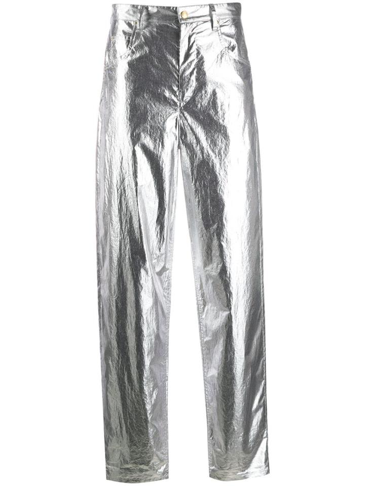 Isabel Marant Metallic Structured Trousers - Silver