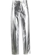 Isabel Marant Metallic Structured Trousers - Silver