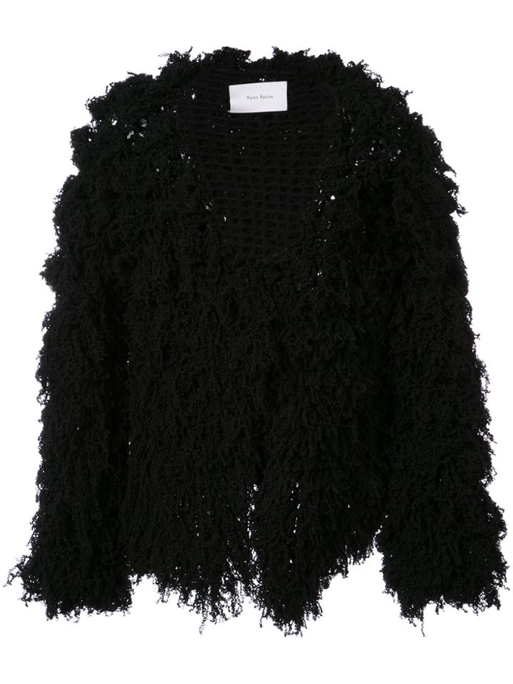 Ryan Roche Textured Cardigan - Black