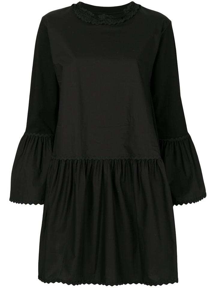 Mm6 Maison Margiela - Flared Sleeve Dress - Women - Cotton/polyester - S, Black, Cotton/polyester