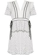 Self-portrait Printed Pleated Dress - White