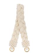0711 Large Bead-embellished Handle - White