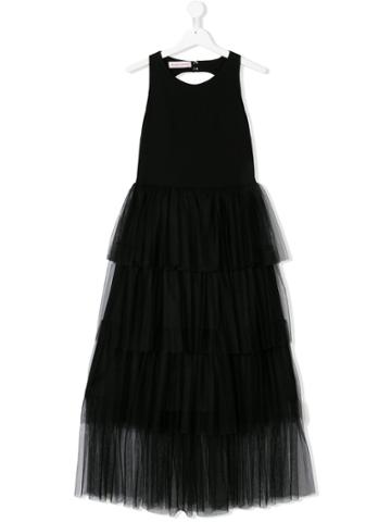 Nunzia Corinna Teen Sleeveless Tiered Tulle Dress - Black