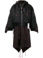 Maison Mihara Yasuhiro Check-pabelled Layered Coat - Black