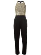 Alice+olivia Sequined Top Jumpsuit, Women's, Size: 2, Black, Nylon/polyester/acetate