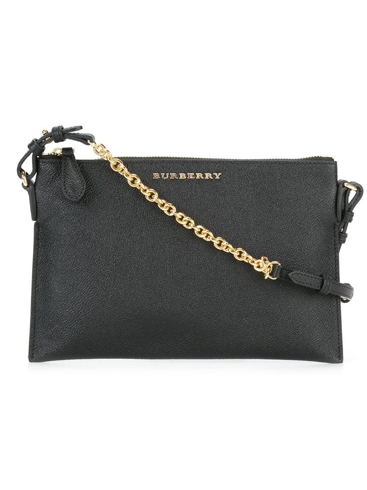 Burberry Chain Strap Clutch, Women's, Black, Calf Leather/cotton