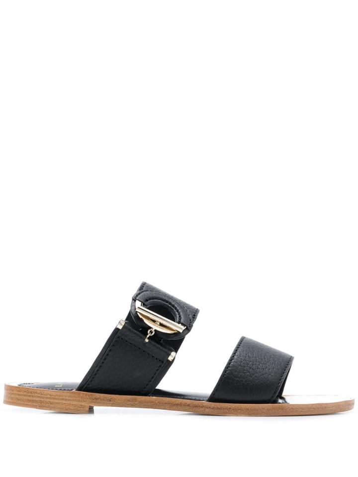 Lanvin Ring-detail Flat Sandals - Black
