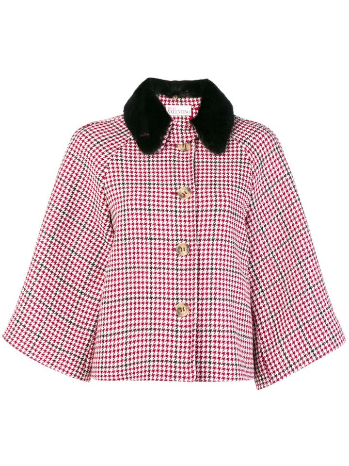 Red Valentino Checkered Print Cape Jacket