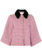 Red Valentino Checkered Print Cape Jacket