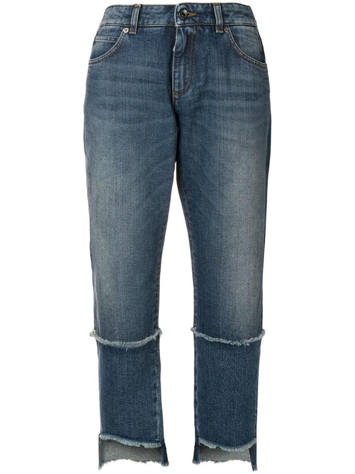 Dolce & Gabbana Cropped Frayed Jeans - Blue
