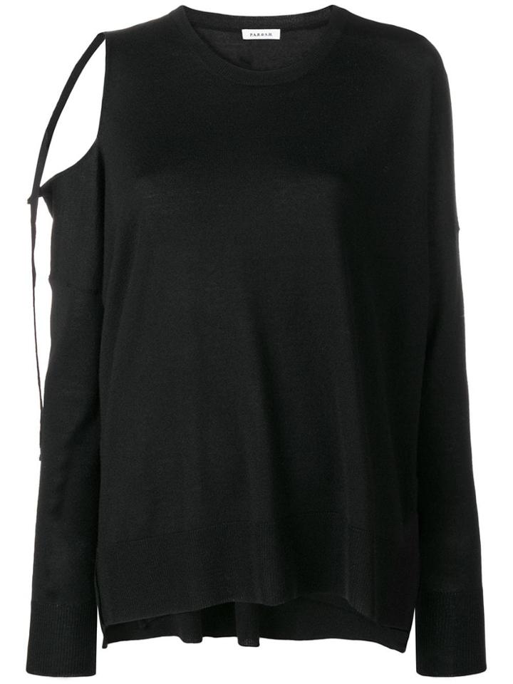 P.a.r.o.s.h. Cut Out Shoulder Sweater - Black