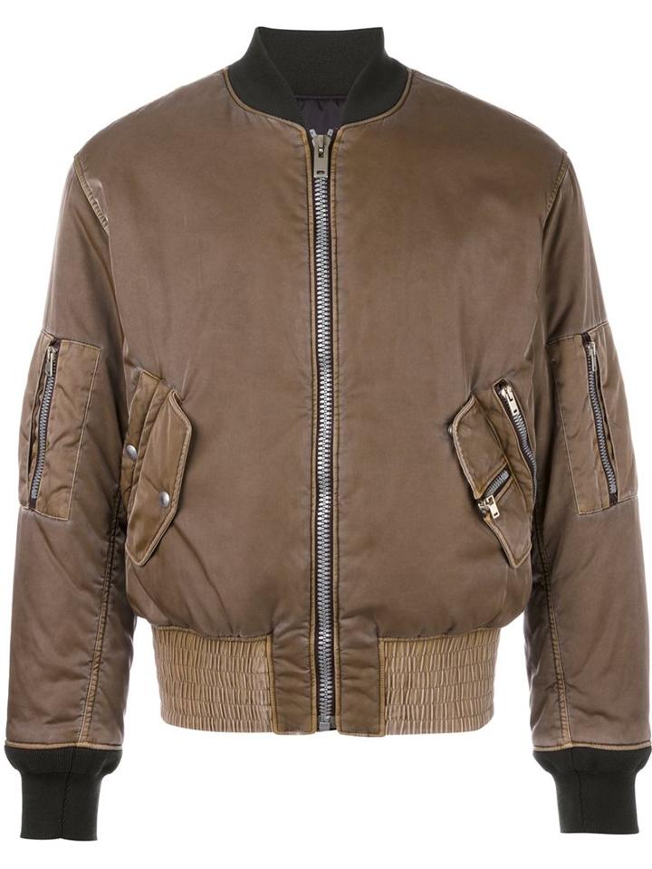 Maison Margiela Classic Bomber Jacket, Men's, Size: 52, Brown, Cotton/polyamide/polyester