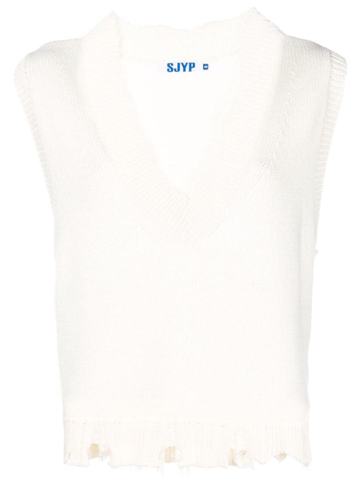 Sjyp Ripped Pullover Vest - White