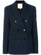 Tibi Pinstripe Strap Detail Blazer - Blue