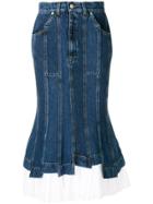 Alexander Mcqueen Pleated Hem Denim Skirt - Blue