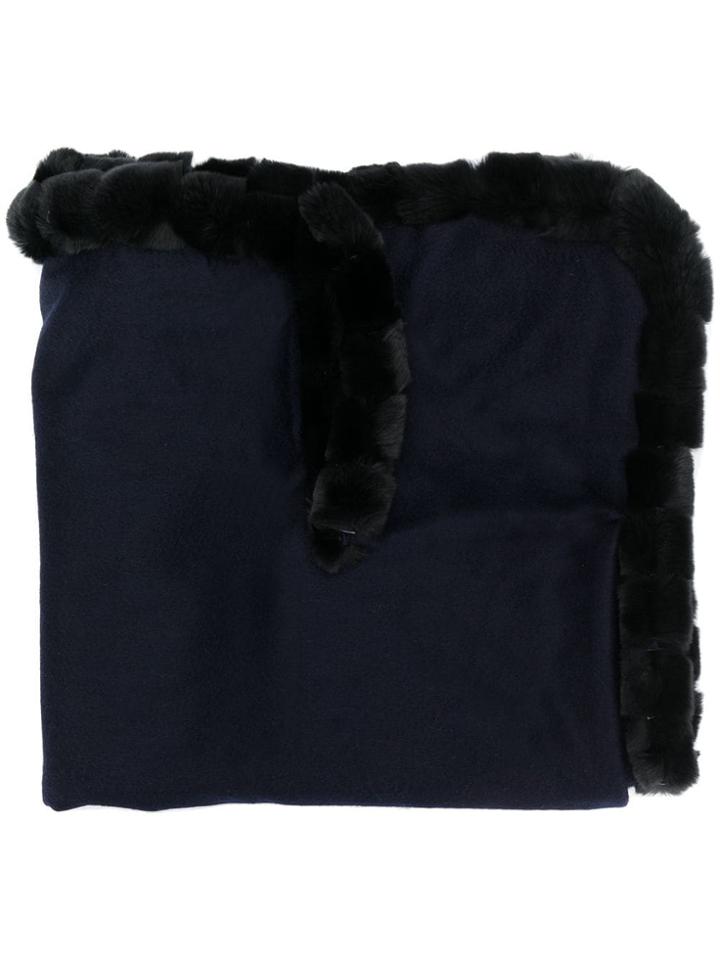 N.peal Fur Trim Shawl - Blue