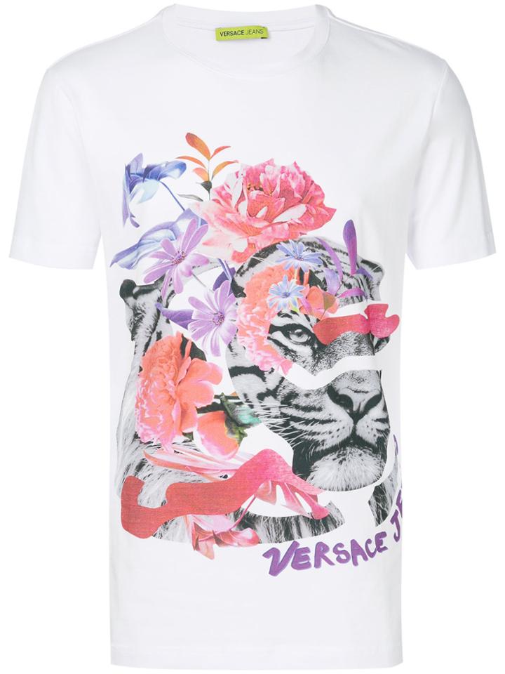 Versace Jeans Floral Tiger Print T-shirt - White
