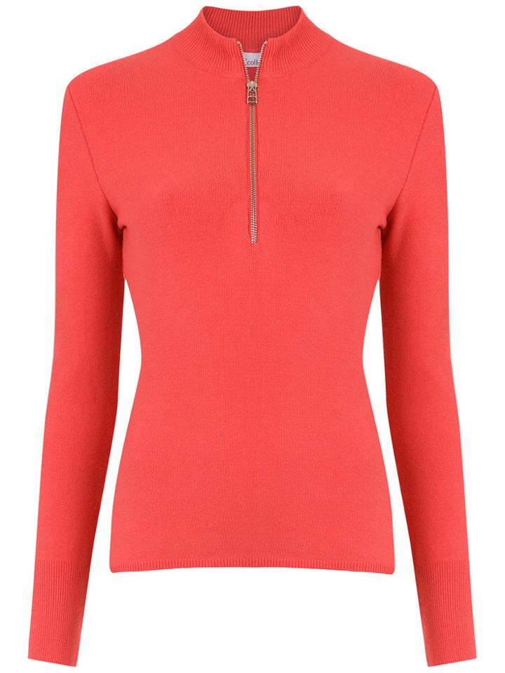 Nk Zip Detail Knit Blouse - Yellow & Orange