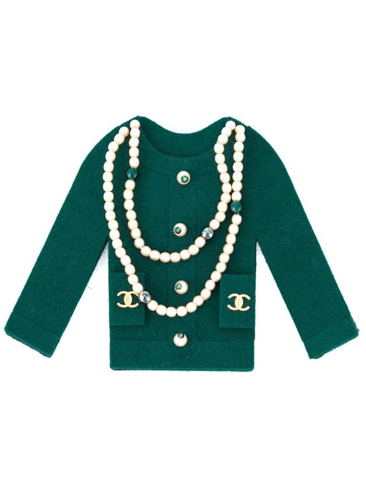 Chanel Pre-owned Embellished Felt Jacket Brooch - Blue