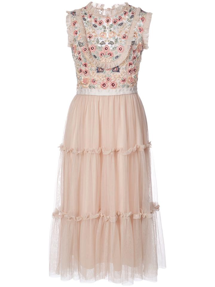 Needle & Thread - Dress With Floral Detail - Women - Nylon - 4, Pink/purple, Nylon