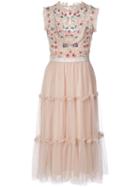 Needle & Thread - Dress With Floral Detail - Women - Nylon - 4, Pink/purple, Nylon