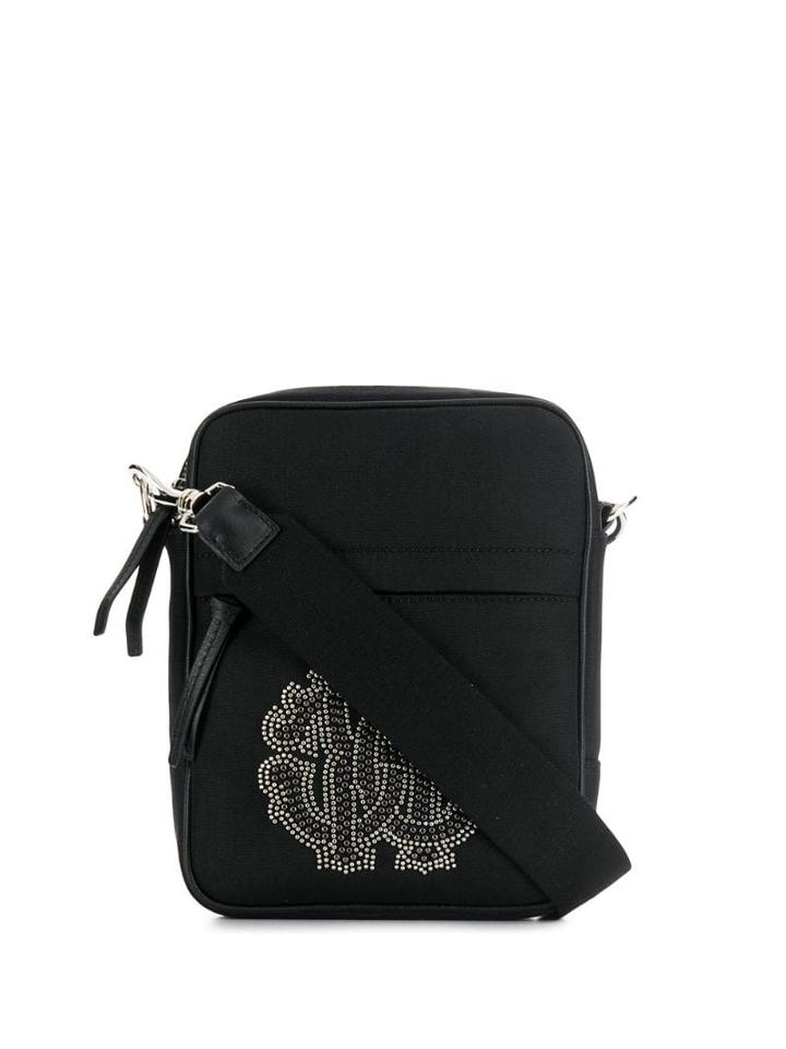 Roberto Cavalli Studded Logo Messenger Bag - Black
