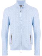 N.peal Richmond Cable Knit Zip Sweater - Blue