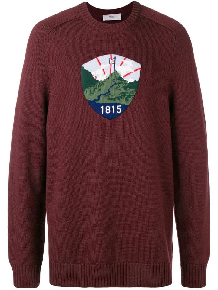 Pringle Of Scotland Badge Icon Jumper In Sloe - Red