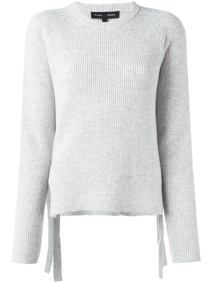 Proenza Schouler Side Tie Jumper, Women's, Size: Medium, Grey, Cashmere/wool