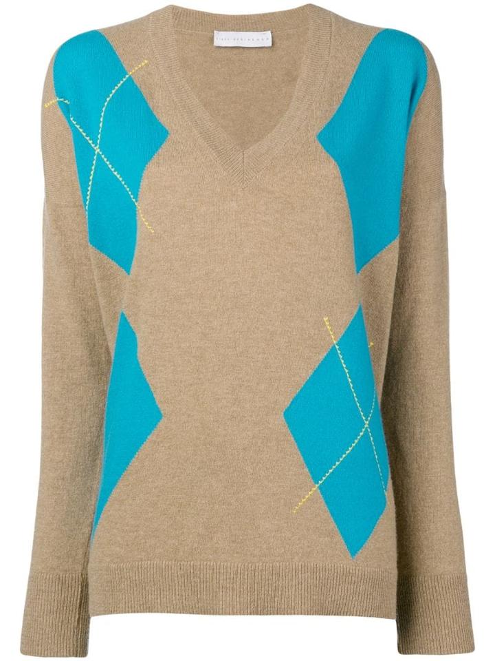 Giada Benincasa Argyle V-neck Pullover - Neutrals