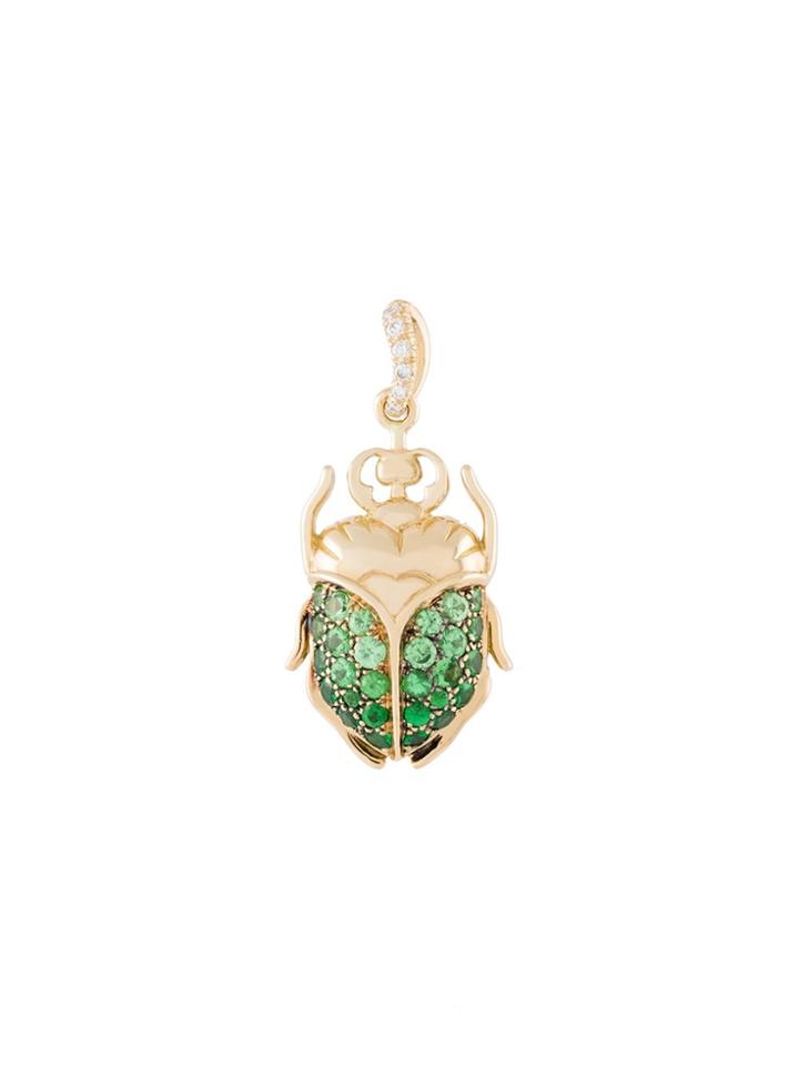Aurelie Bidermann 'scarab' Tsavorite And Diamond Pendant - Metallic