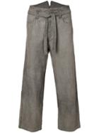 Horisaki Design & Handel - Tie-waist Cropped Trousers - Unisex - Cotton/linen/flax - 2, Grey, Cotton/linen/flax