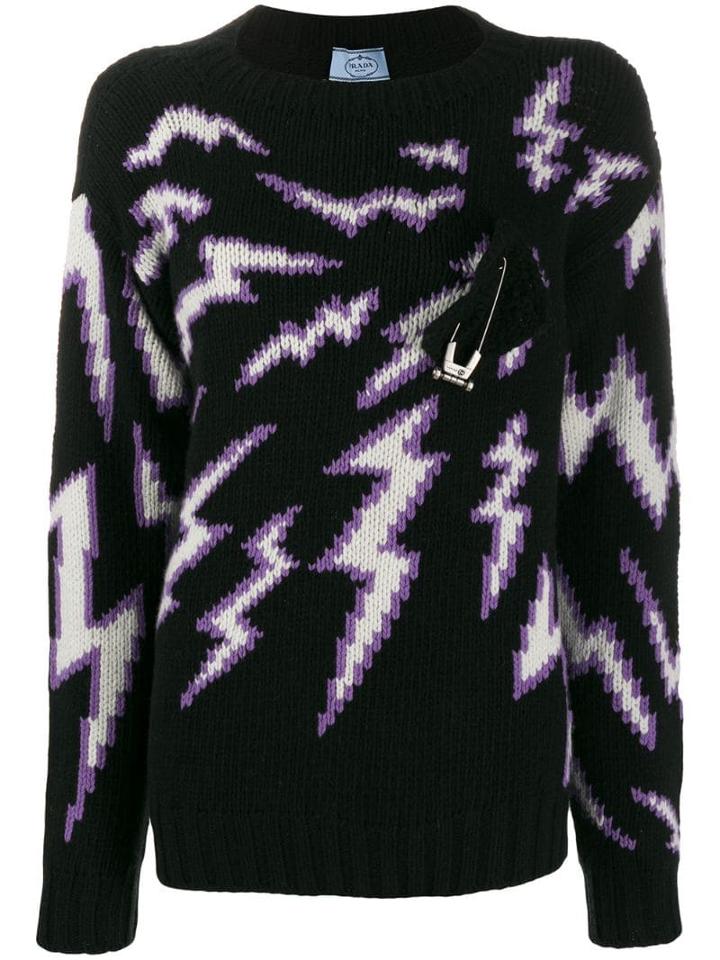 Prada Intarsia Safety Pin Jumper - Black