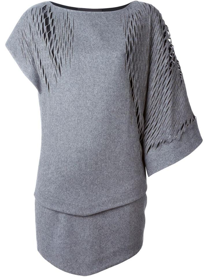 Jay Ahr Asymmetric Shift Dress, Women's, Size: 36, Grey, Polyester/wool