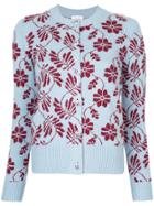 Barrie Floral Round Neck Cardigan - Blue