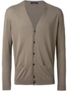 Roberto Collina V-neck Cardigan, Men's, Size: 50, Nude/neutrals, Cotton