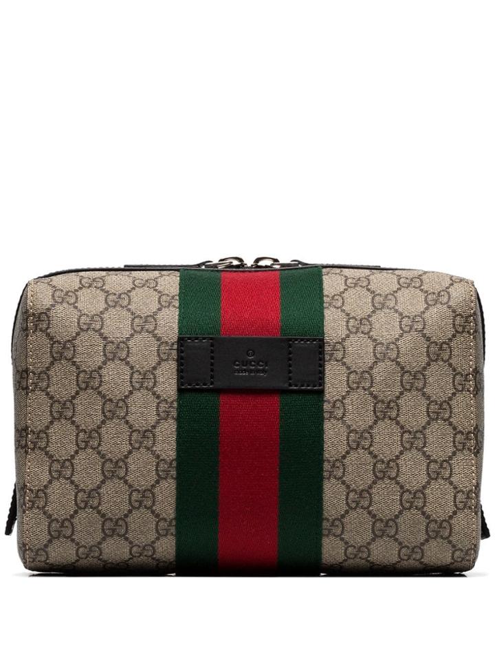 Gucci Gg Supreme Wash Bag - Brown