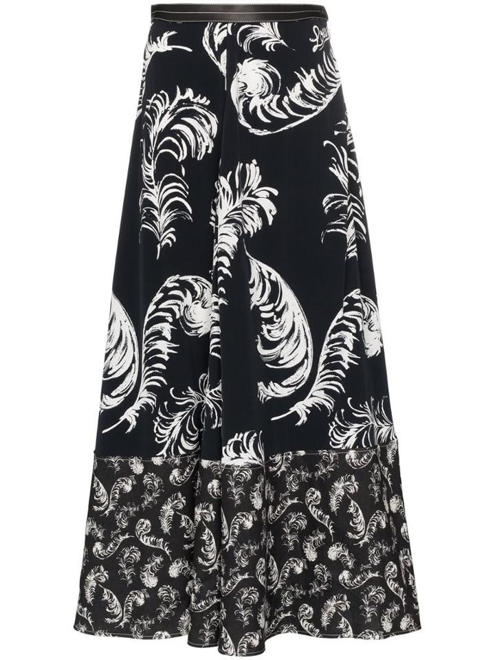 Loewe Feather Printed Maxi-skirt - Black