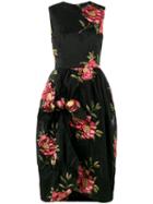 Simone Rocha Floral-cloqué Gathered Dress, Women's, Size: 6, Black, Cotton/polyamide/polyester