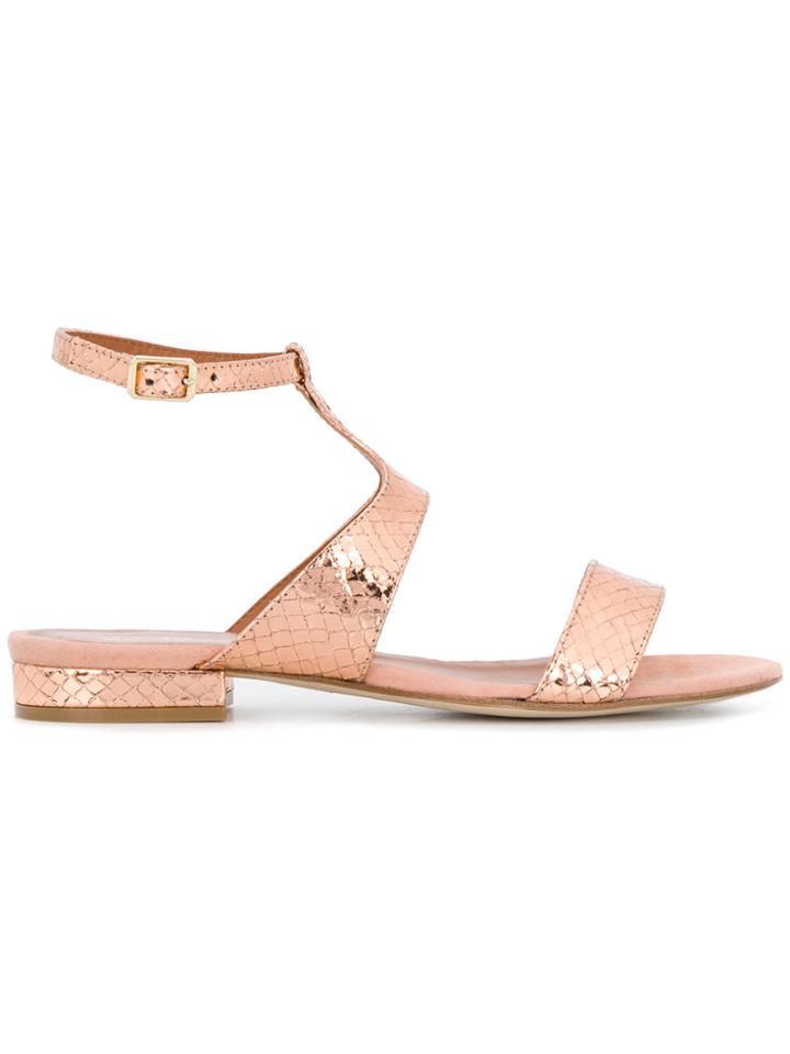 Via Roma 15 Snakeskin Effect Sandals - Metallic