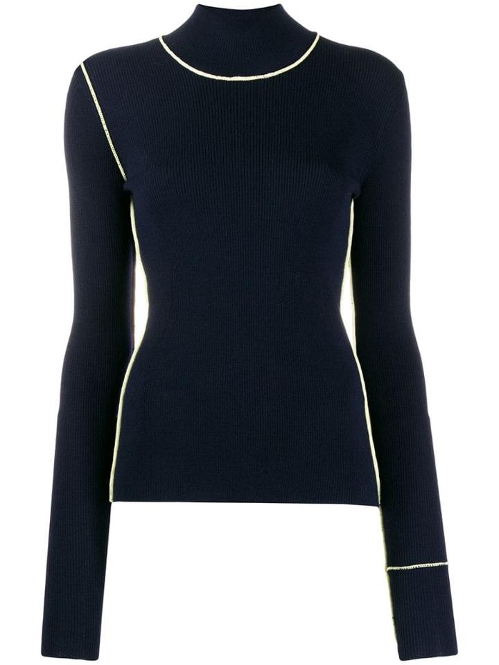 Maison Margiela Contrast Stitch Turtleneck Jumper - Blue