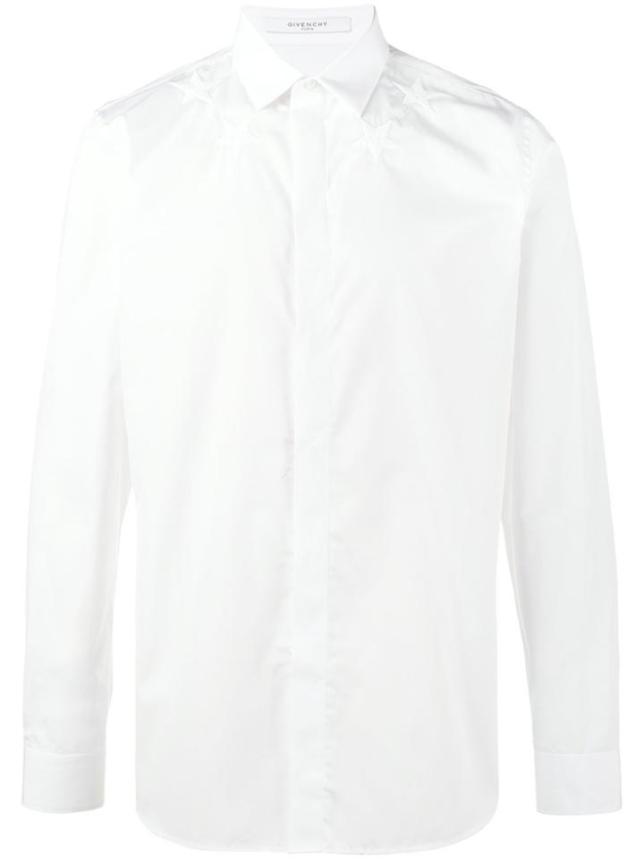 Givenchy Star Embroidered Long Sleeve Shirt - White