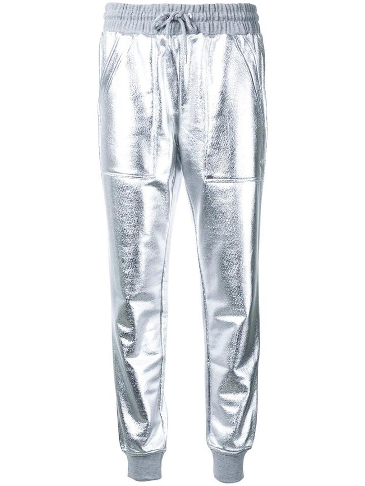 Love Moschino Metallic (grey) Track Pants, Women's, Size: 46, Cotton/polyester/viscose