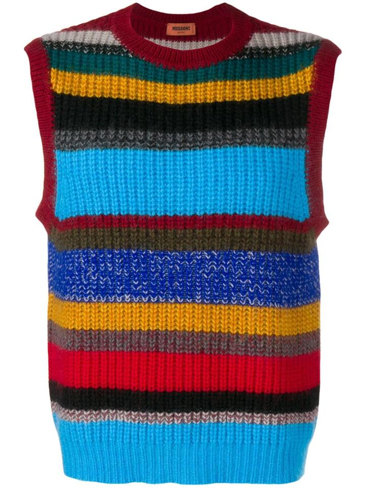 Missoni Striped Knitted Vest - Blue