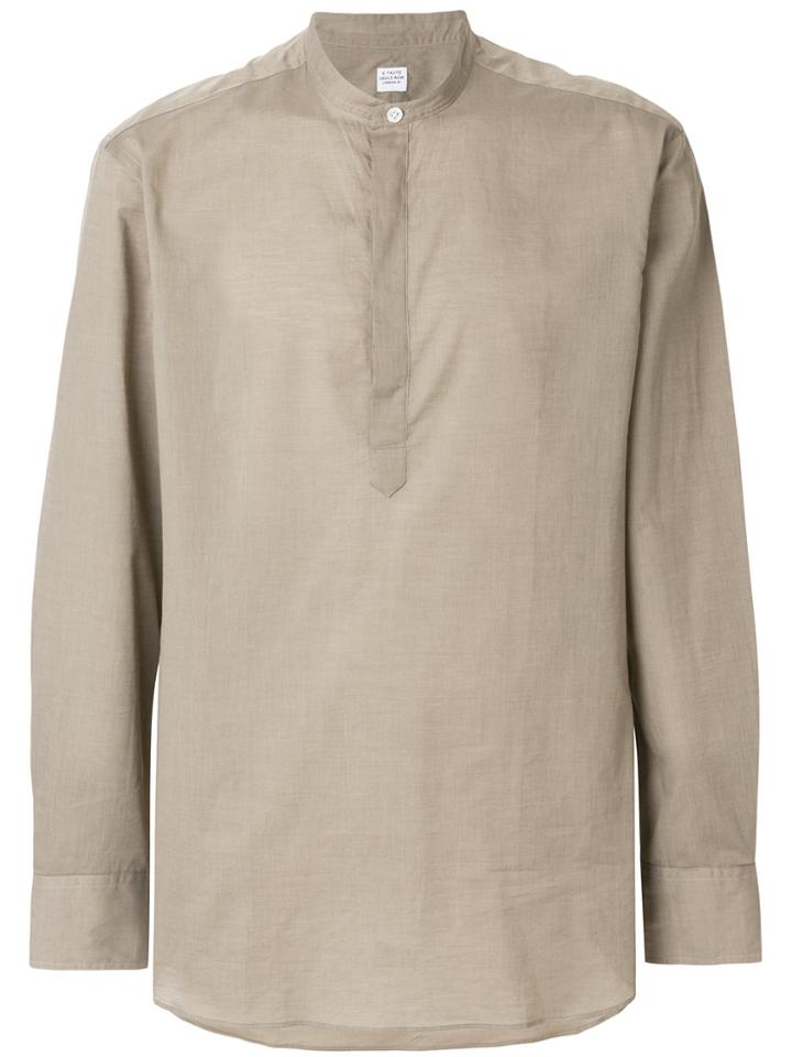 E. Tautz Grandad Collar Shirt - Nude & Neutrals