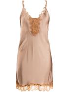 So Allure Lace Insert Slip Dress - Brown