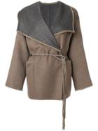 Les Copains Contrasting Lapel Jacket - Brown