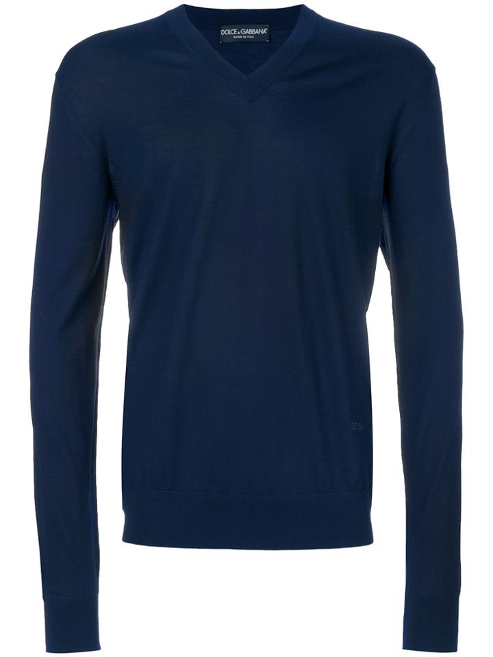 Dolce & Gabbana V-neck Jumper - Blue